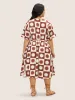 Sun Print Overlap Collar Elastic Waist Dress sold by Bloomchic