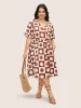 Sun Print Overlap Collar Elastic Waist Dress sold by Bloomchic