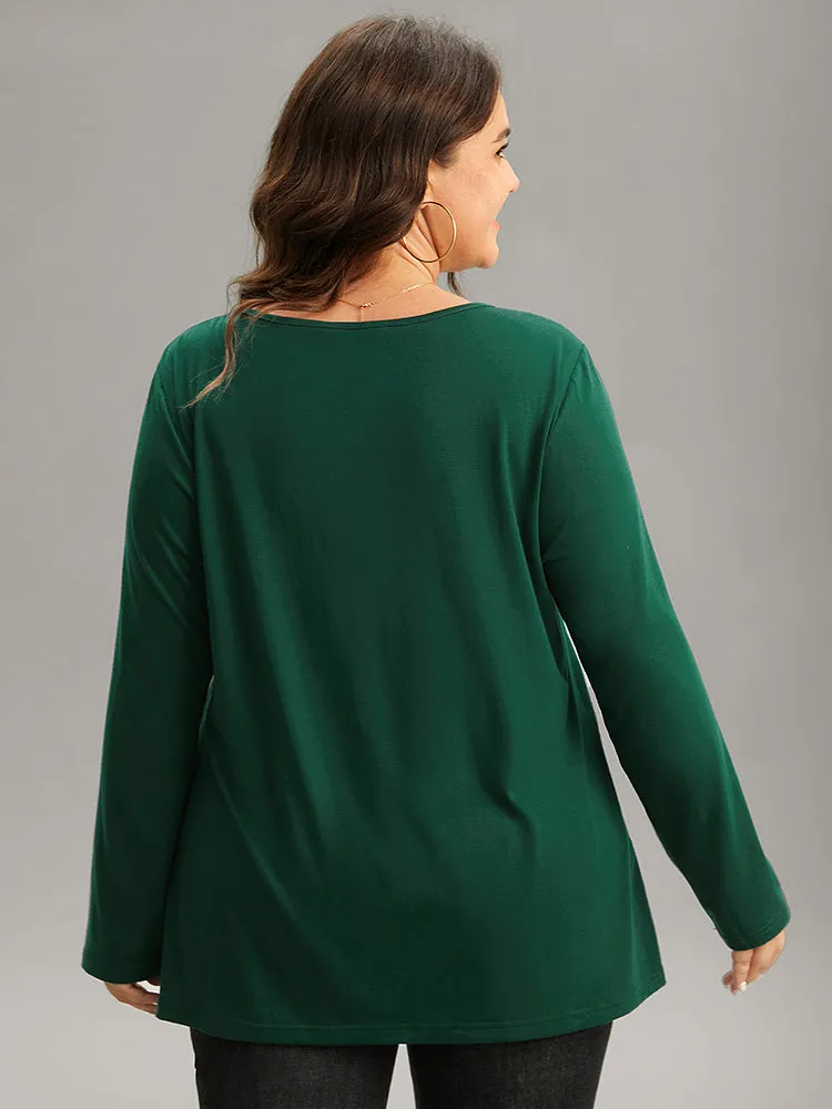 Christmas Letter Embroidered Contrast T-shirt sold by Bloomchic product image thumbnail 3