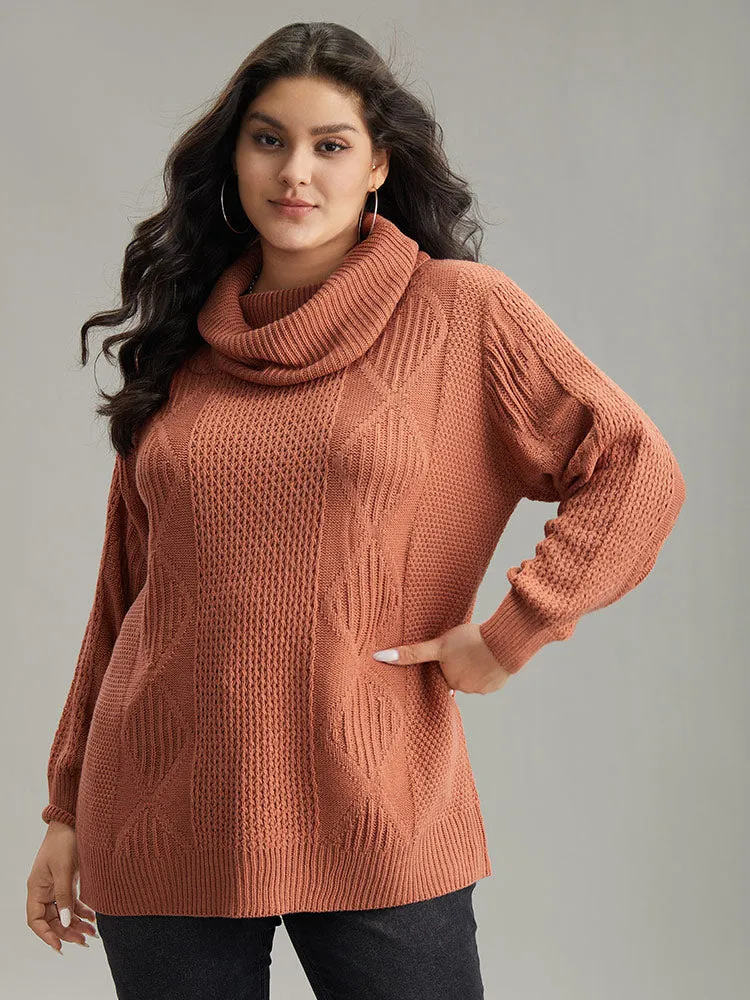 Plain Plisse Turtle Neck Loose Pullover sold by Bloomchic