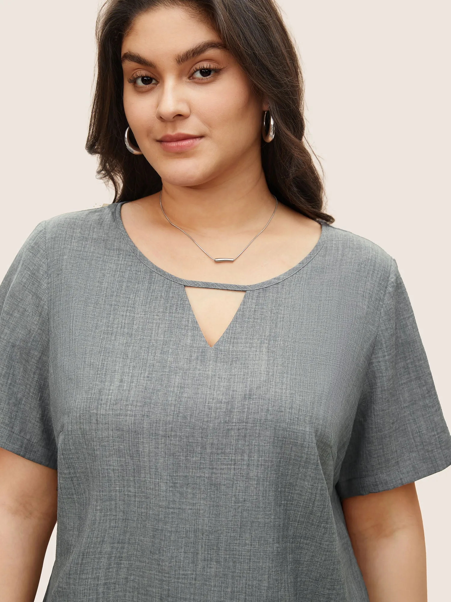 Keyhole Ruffle Layered Hem Blouse sold by Bloomchic product image thumbnail 3