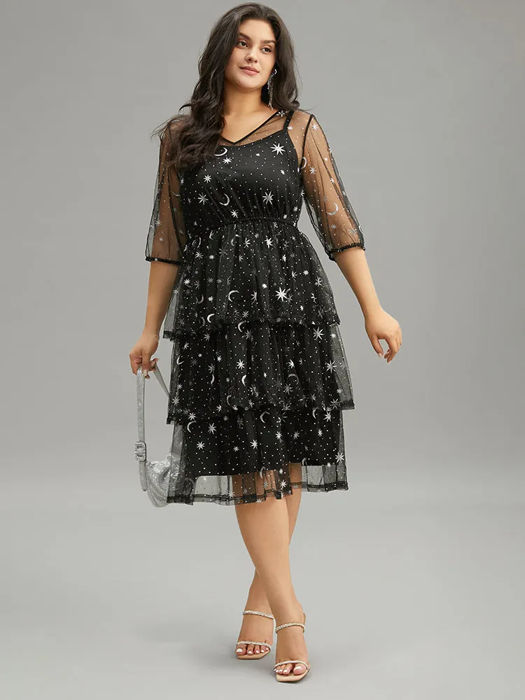 Crochet Lace Mesh Moon & Star Dress sold by Bloomchic product image thumbnail 2