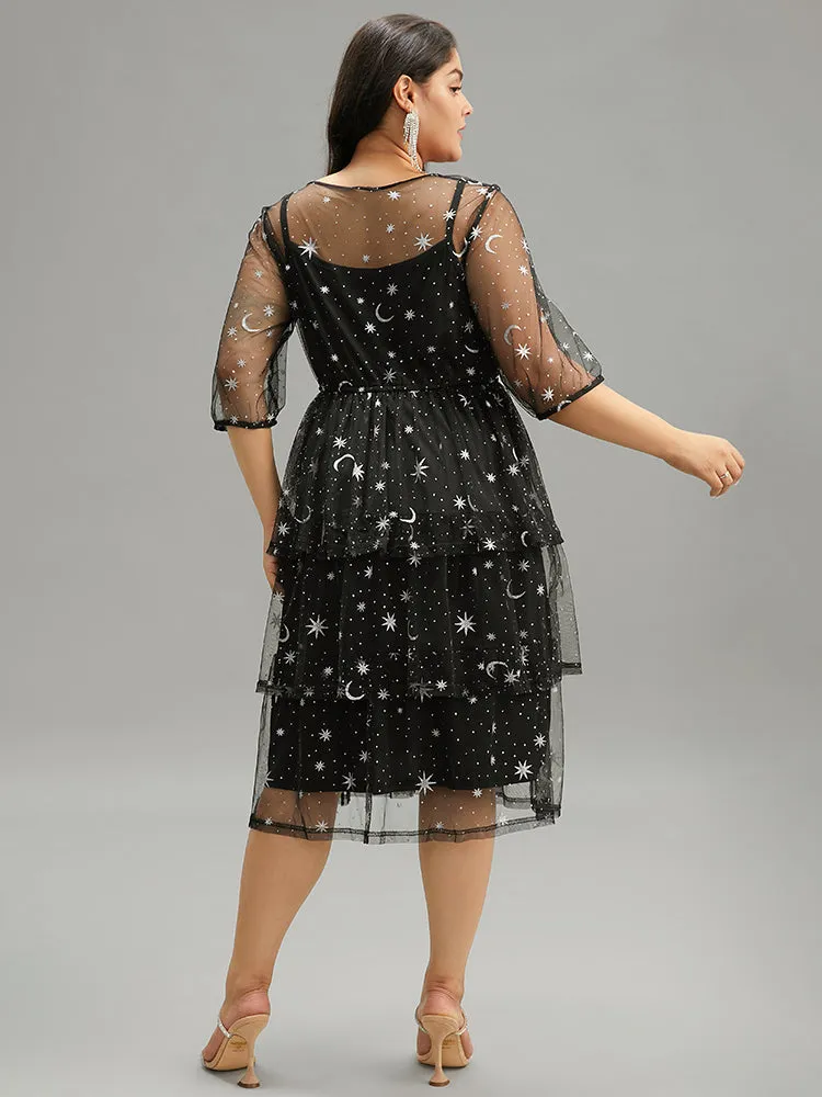 Crochet Lace Mesh Moon & Star Dress sold by Bloomchic product image thumbnail 3