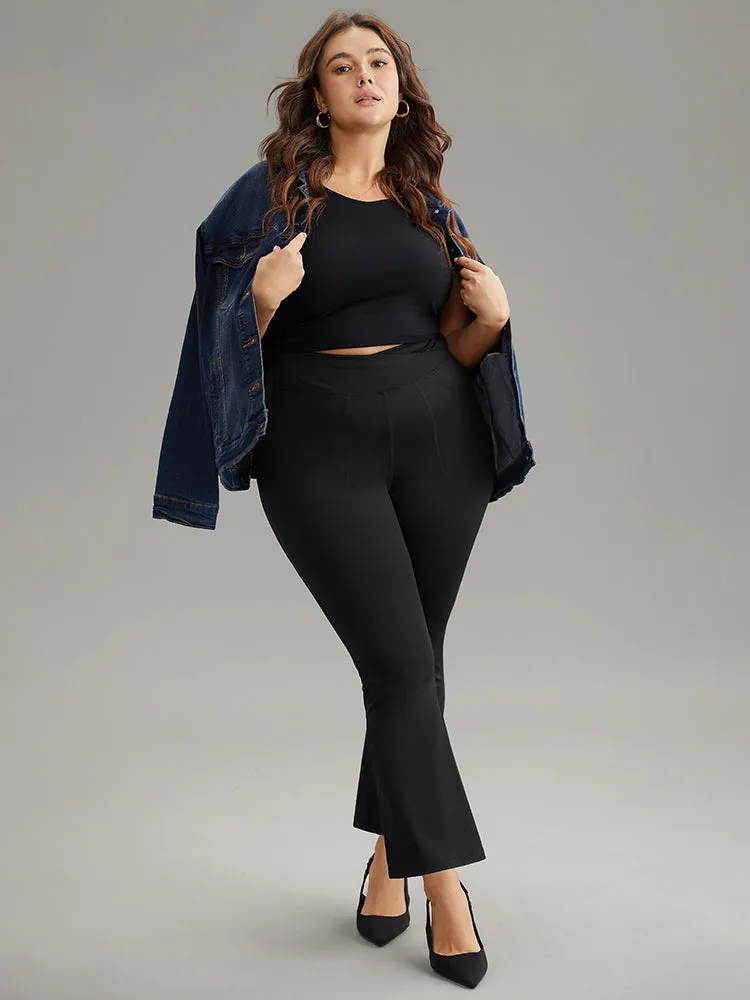 Solid Elastic Waist Bootcut High Rise Leggings sold by Bloomchic product image thumbnail 4