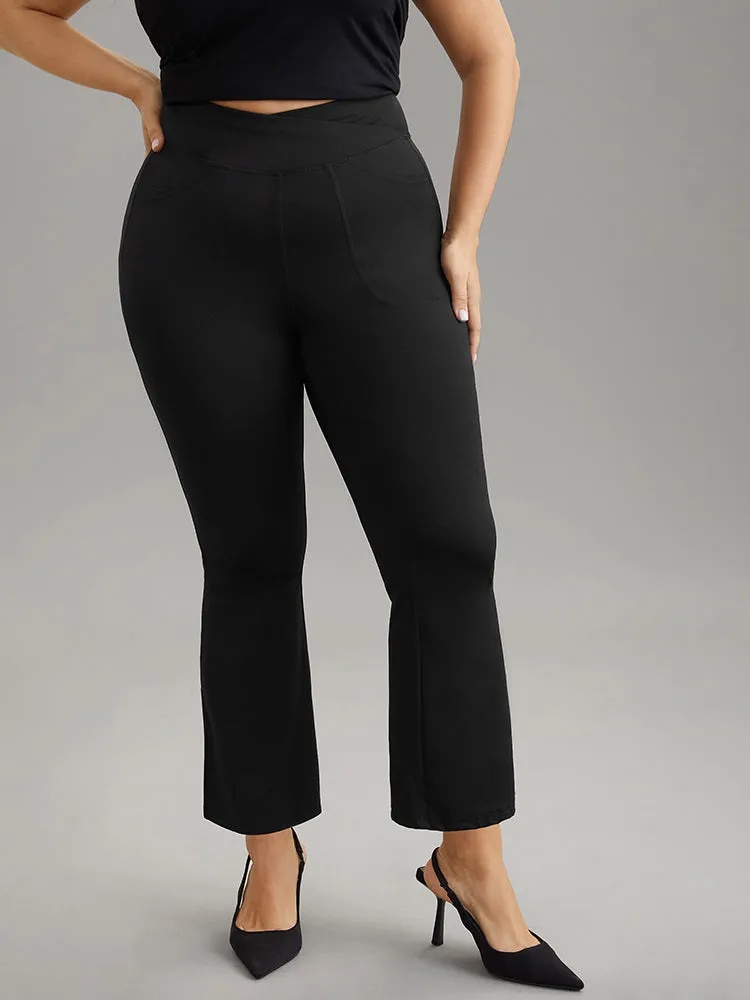 Solid Elastic Waist Bootcut High Rise Leggings sold by Bloomchic