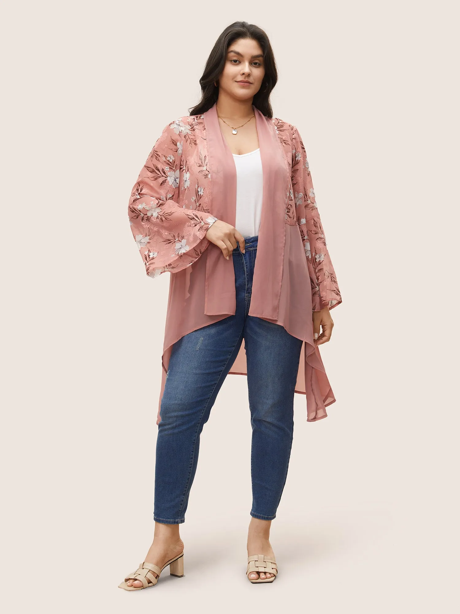 Chiffon Jacquard Floral Patchwork Kimono sold by Bloomchic product image thumbnail 2
