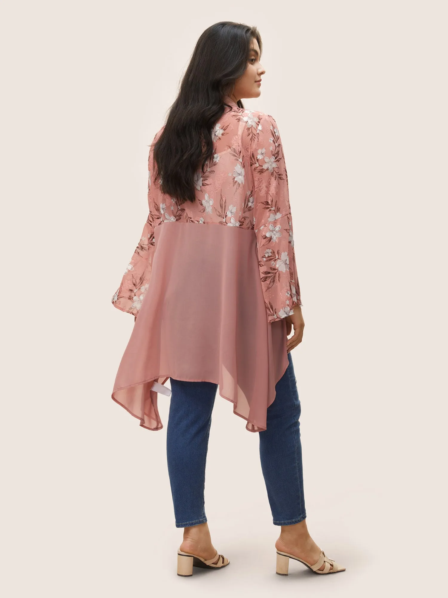 Chiffon Jacquard Floral Patchwork Kimono sold by Bloomchic product image thumbnail 4