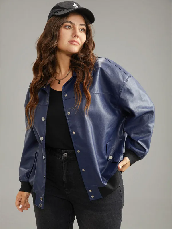 PU Patchwork Pocket Button Through Jacket sold by Bloomchic