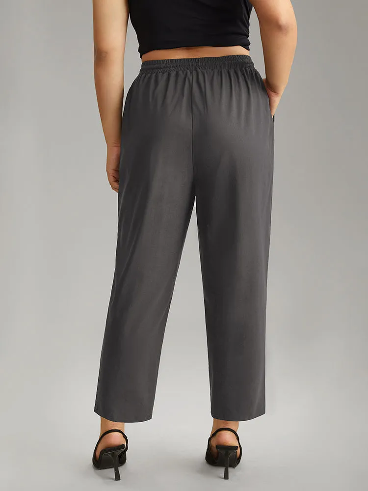 Solid Drawstring Pocket Elastic Waist Pants sold by Bloomchic product image thumbnail 2