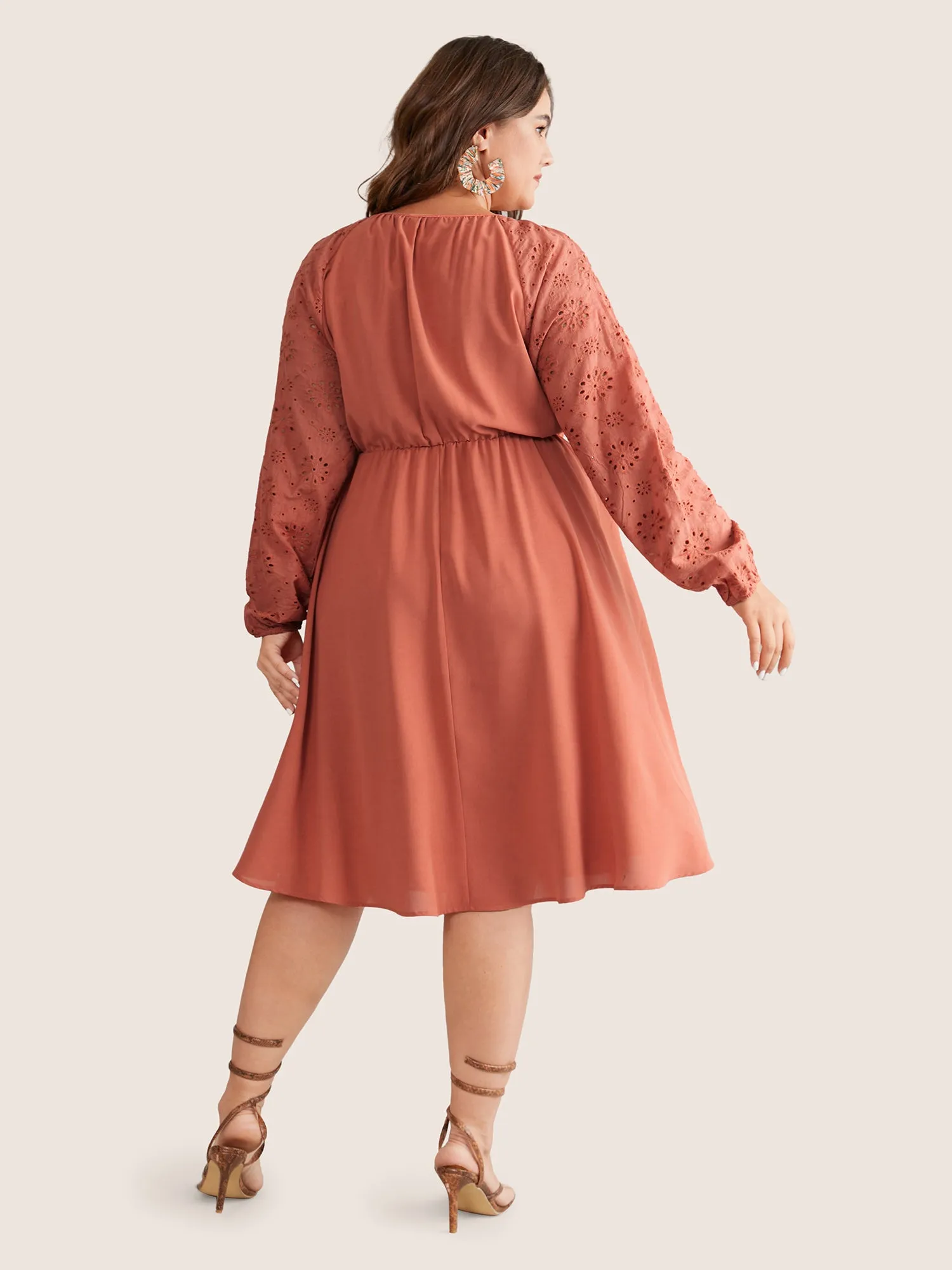 Pleated Laser Cut Button Front Dress sold by Bloomchic product image thumbnail 2