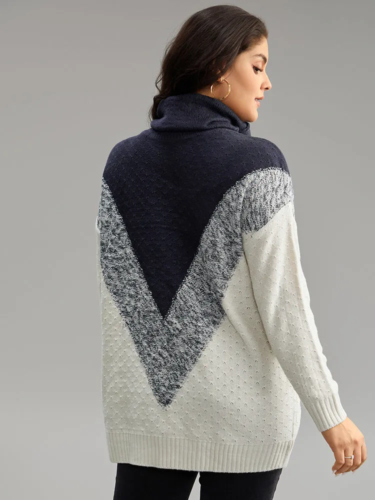 Heather Colorblock Turtle Neck Pullover sold by Bloomchic product image thumbnail 2