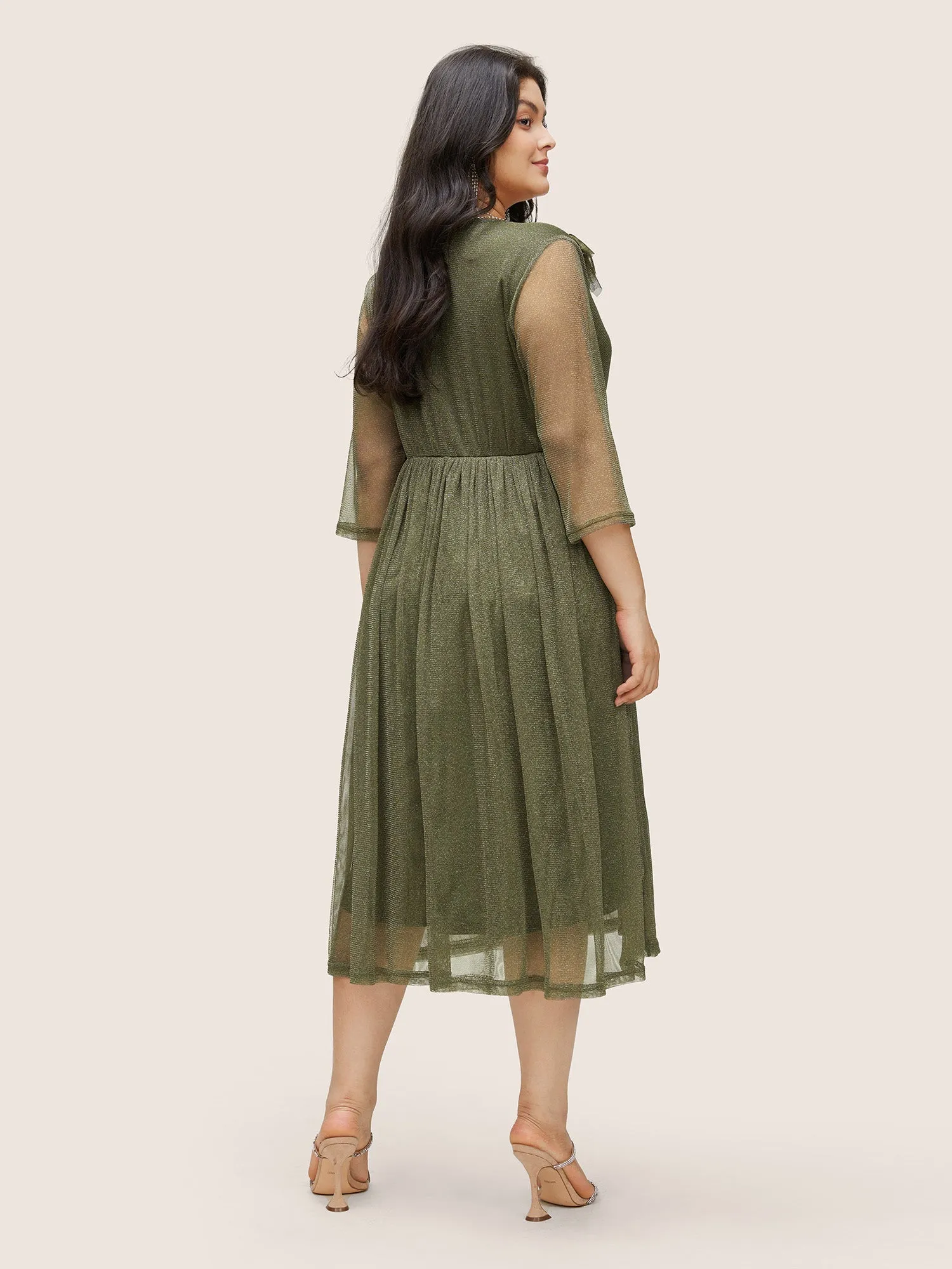 Flutter Trim Mesh Pocket Gathered Dress sold by Bloomchic product image thumbnail 3