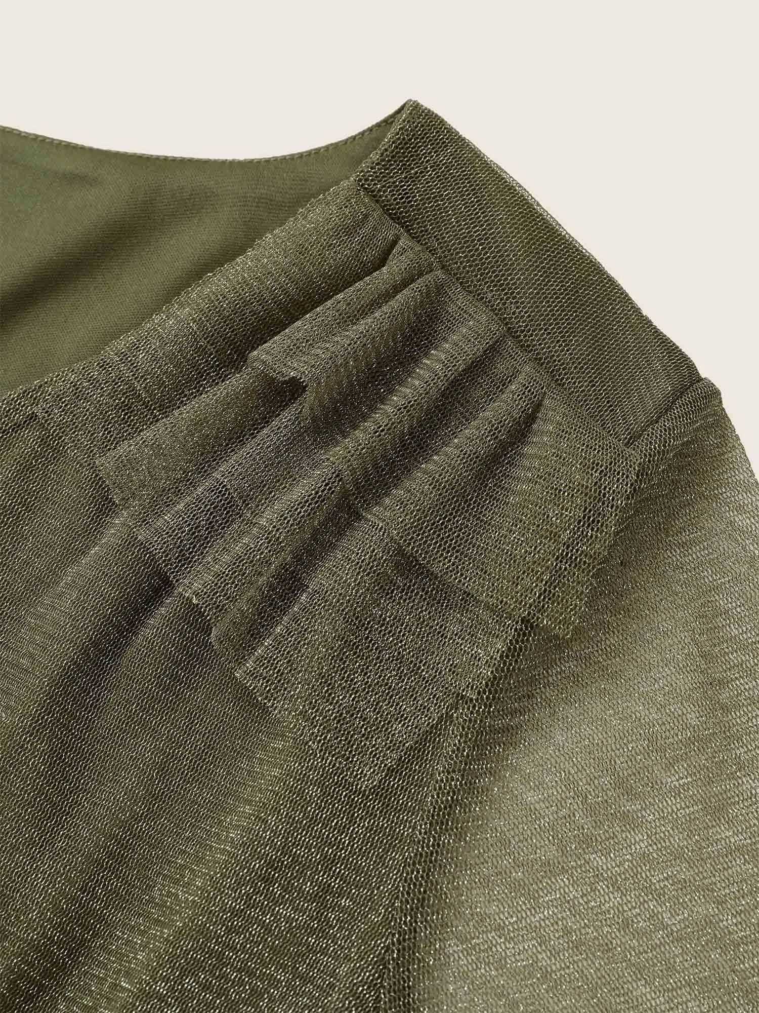 Flutter Trim Mesh Pocket Gathered Dress sold by Bloomchic product image thumbnail 5