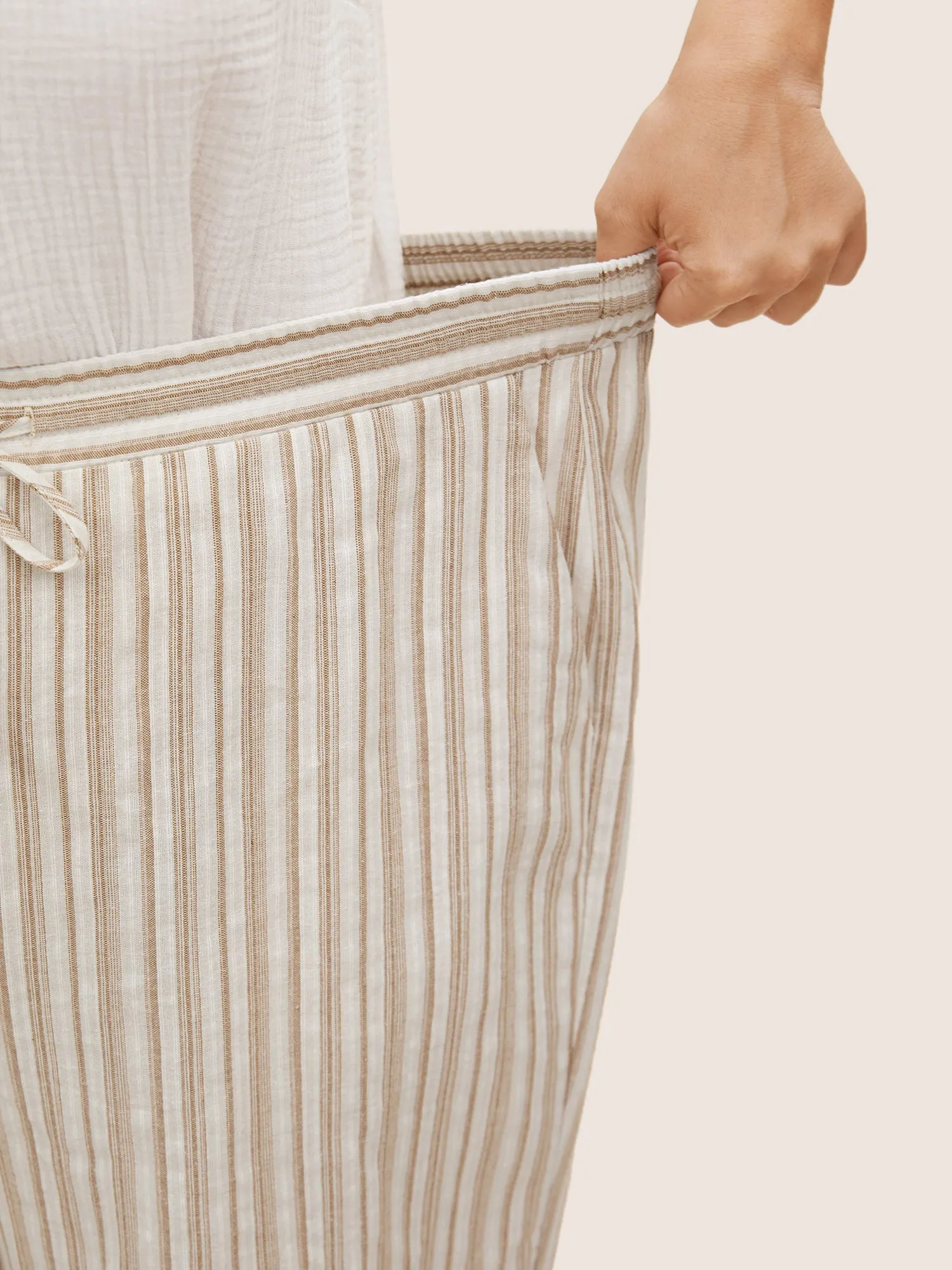 Striped Drawstring Mid Rise Wide Leg Pants sold by Bloomchic product image thumbnail 4