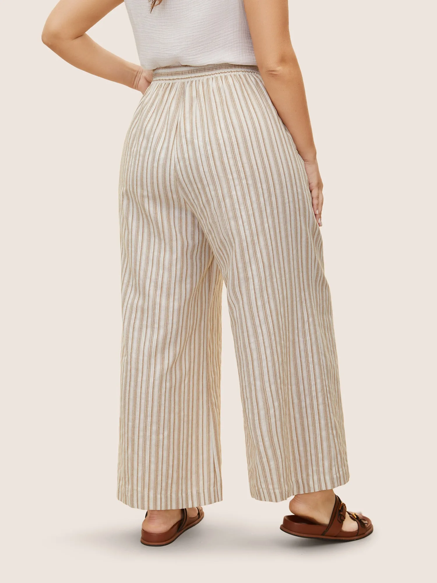 Striped Drawstring Mid Rise Wide Leg Pants sold by Bloomchic product image thumbnail 3