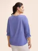 Solid V Neck Shirred Lantern Sleeve T-shirt sold by Bloomchic
