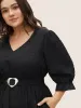 Solid Texture Heart Buckle Detail Belted Jumpsuit sold by Bloomchic