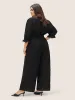 Solid Texture Heart Buckle Detail Belted Jumpsuit sold by Bloomchic