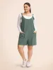 Solid Pocket Button Detail Knot Shoulder Overall Romper sold by Bloomchic