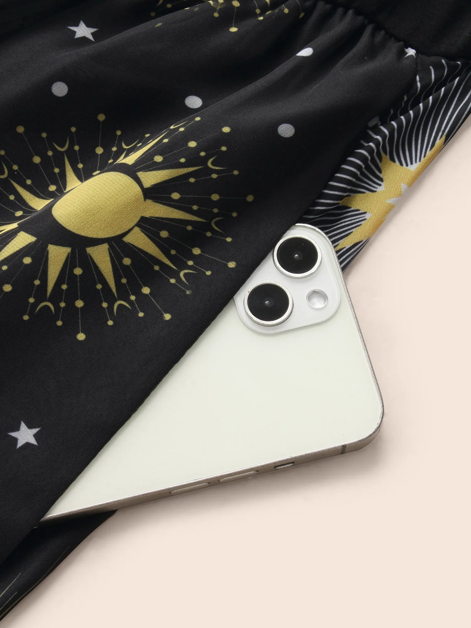 Halloween Moon & Star Print Ruched Patchwork Dress sold by Bloomchic product image thumbnail 5