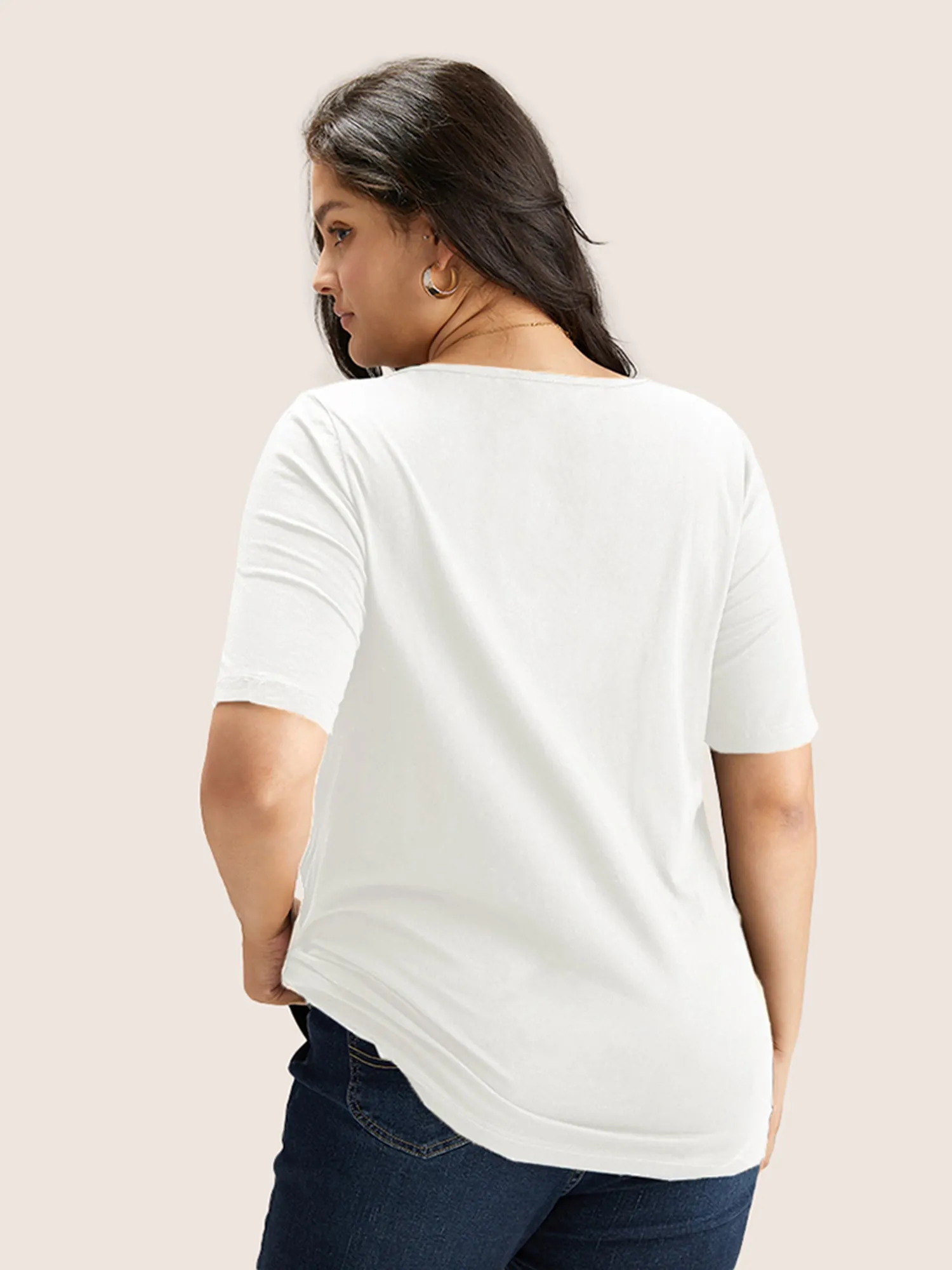 Cotton V Neck Plain Basic T-shirt sold by Bloomchic product image thumbnail 2