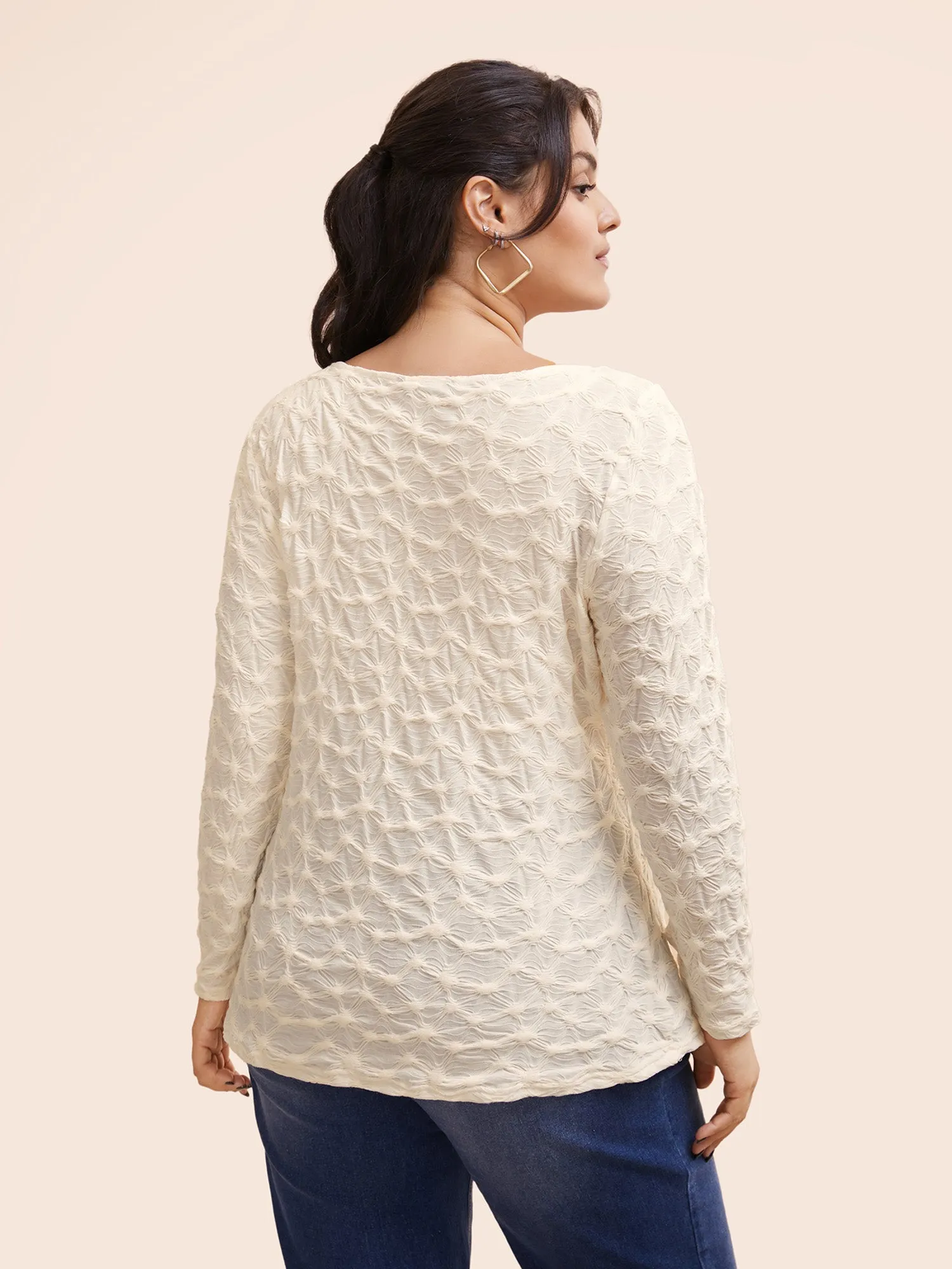 Plain Texture Boat Neck T-shirt sold by Bloomchic product image thumbnail 4