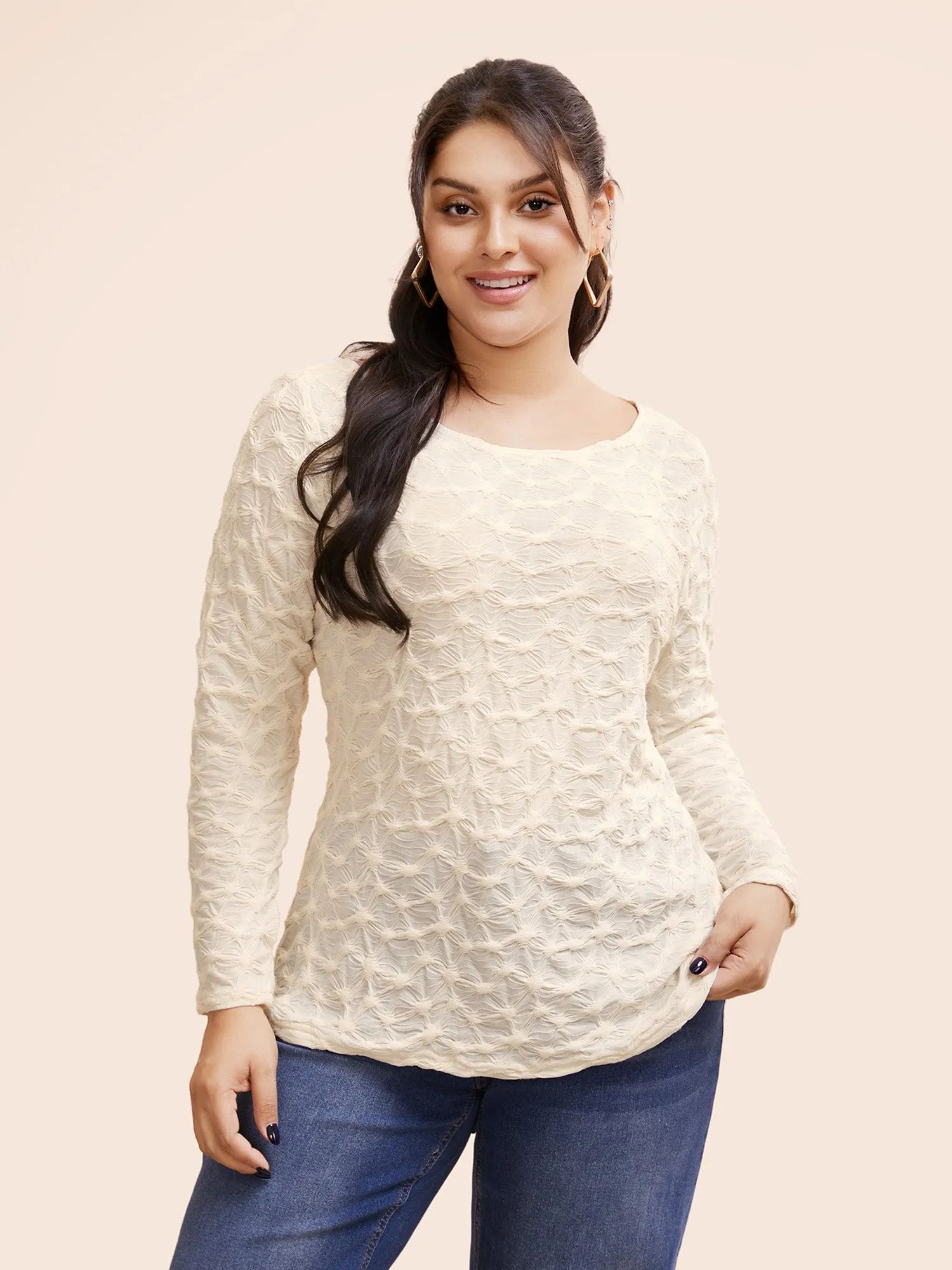 Plain Texture Boat Neck T-shirt sold by Bloomchic