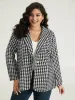 Houndstooth Button Up Suit Collar Blazer sold by Bloomchic