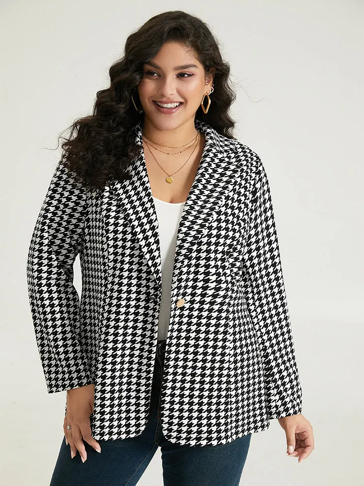 Houndstooth Button Up Suit Collar Blazer sold by Bloomchic product image thumbnail 3