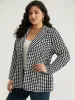 Houndstooth Button Up Suit Collar Blazer sold by Bloomchic