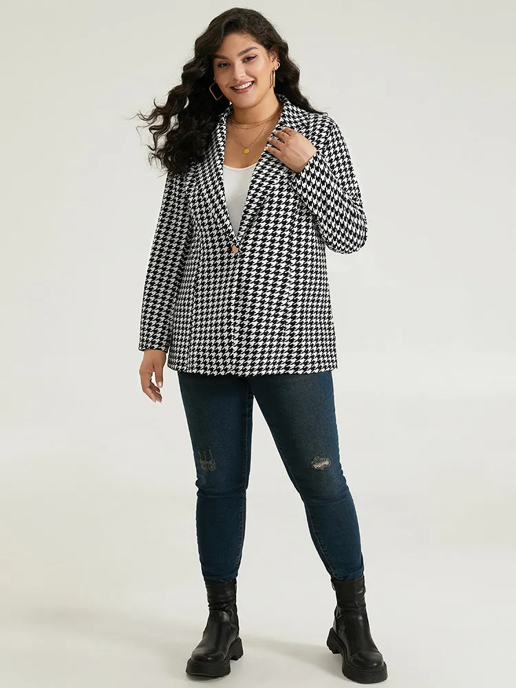 Houndstooth Button Up Suit Collar Blazer sold by Bloomchic product image thumbnail 4