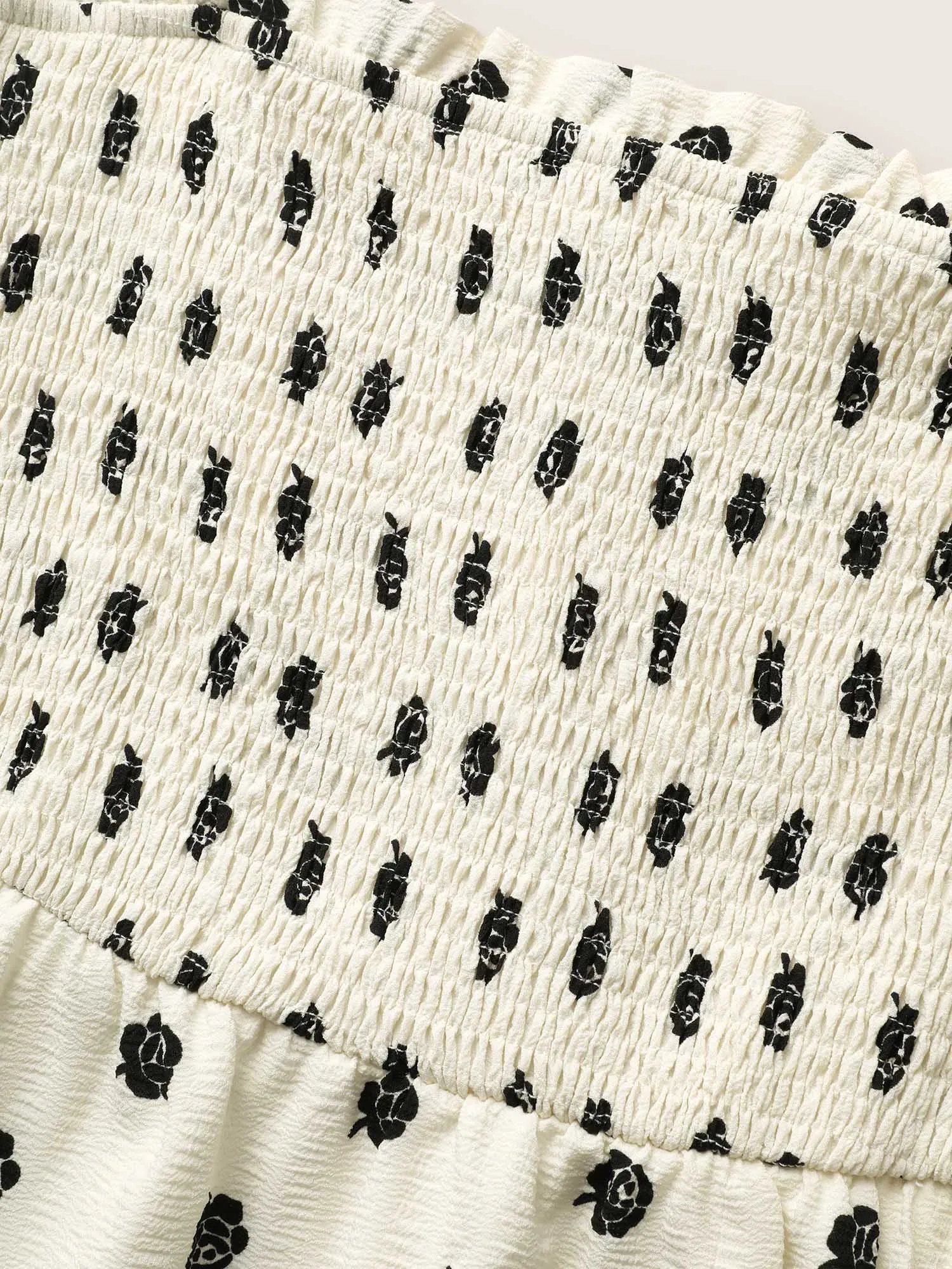 Square Neck Floral Shirred Cap sleeve Dress sold by Bloomchic product image thumbnail 5