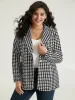 Houndstooth Button Up Suit Collar Blazer sold by Bloomchic