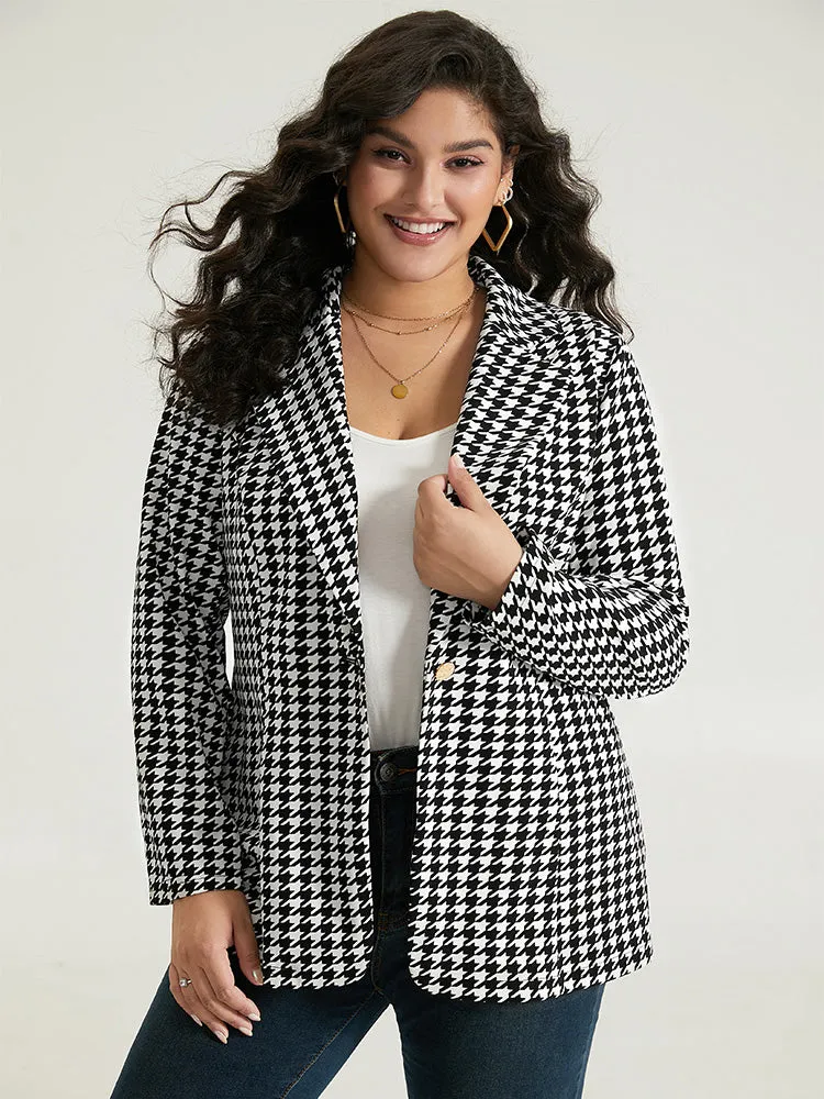 Houndstooth Button Up Suit Collar Blazer sold by Bloomchic product image thumbnail 2