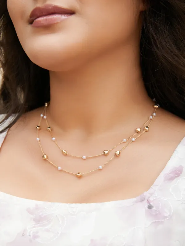 Double Layered Heart Beaded Necklace sold by Bloomchic