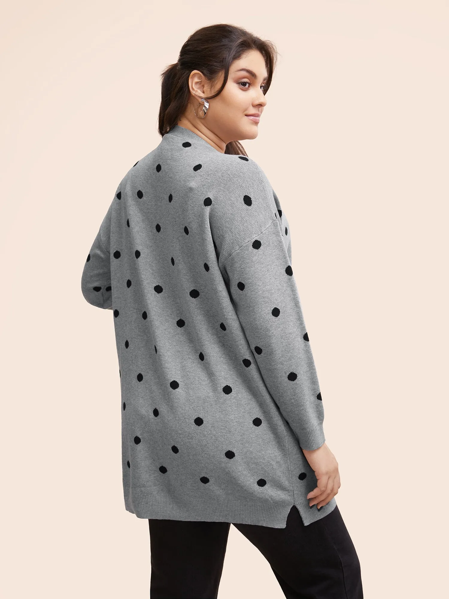 Polka Dot Kimono Collar Patch Pocket Cardigan sold by Bloomchic product image thumbnail 2