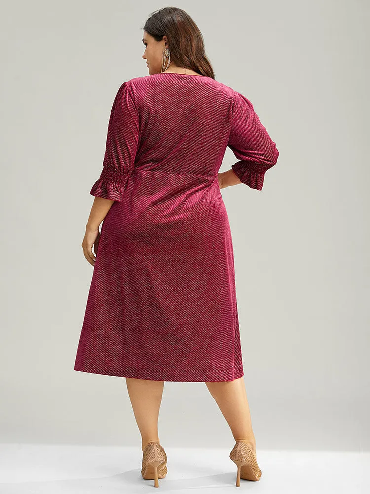 Plain Velvet Glitter Split Hem Shirred Dress sold by Bloomchic product image thumbnail 3