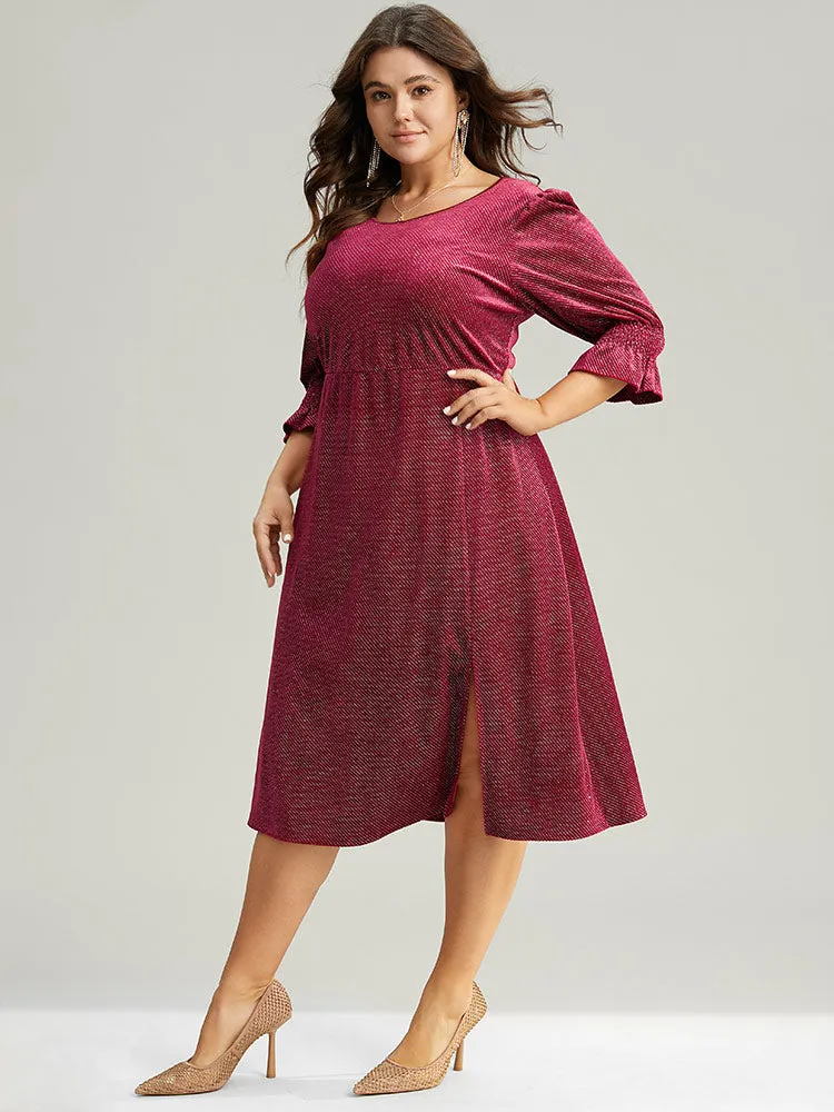 Plain Velvet Glitter Split Hem Shirred Dress sold by Bloomchic product image thumbnail 5