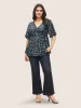 Ditsy Floral Ties Wrap Bell Sleeve Blouse sold by Bloomchic