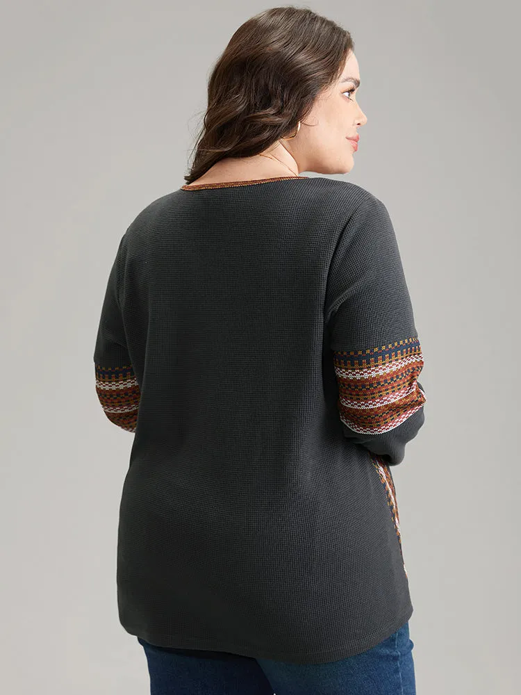 Bandana Print Waffle Knit T-shirt sold by Bloomchic product image thumbnail 2