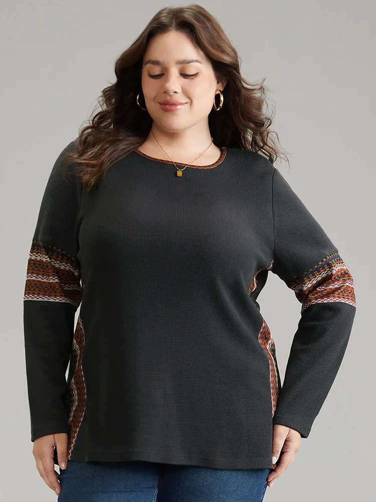 Bandana Print Waffle Knit T-shirt sold by Bloomchic