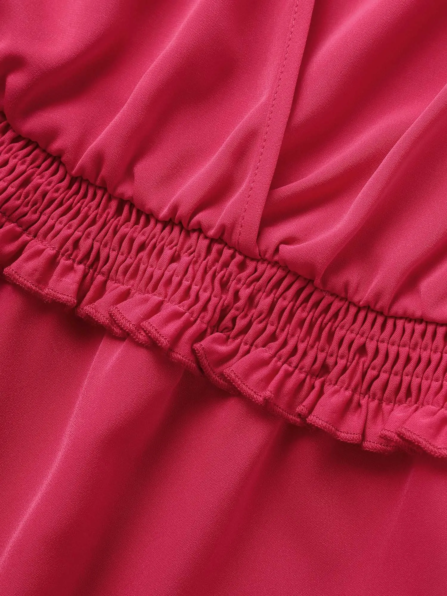 Solid Surplice Neck Shirred Frill Trim Blouse sold by Bloomchic product image thumbnail 5