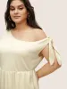Asymmetrical Neck Waffle Knit Tie Knot Dress sold by Bloomchic