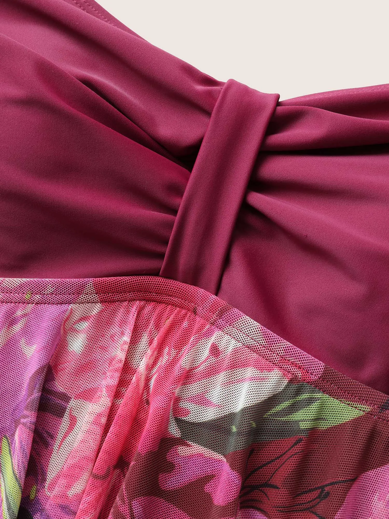 Floral Patchwork Tummy Control Ruched Swim Dress sold by Bloomchic product image thumbnail 5