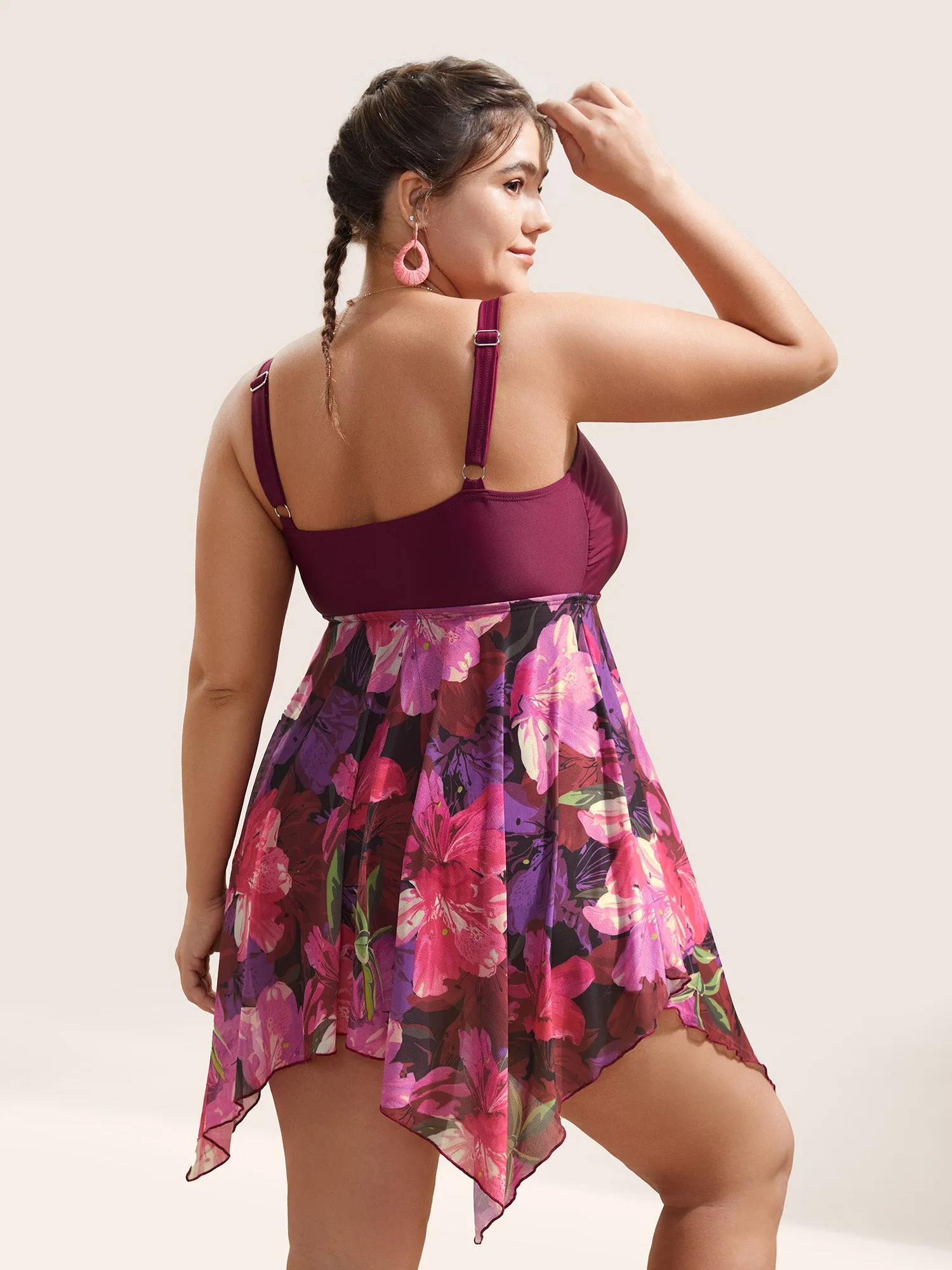 Floral Patchwork Tummy Control Ruched Swim Dress sold by Bloomchic product image thumbnail 2