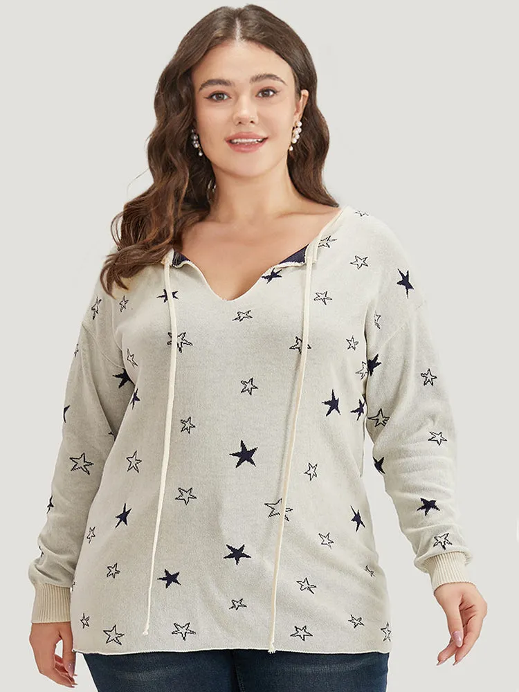 Star Print Tie Neck Elastic Cuffs Pullover sold by Bloomchic product image thumbnail 5