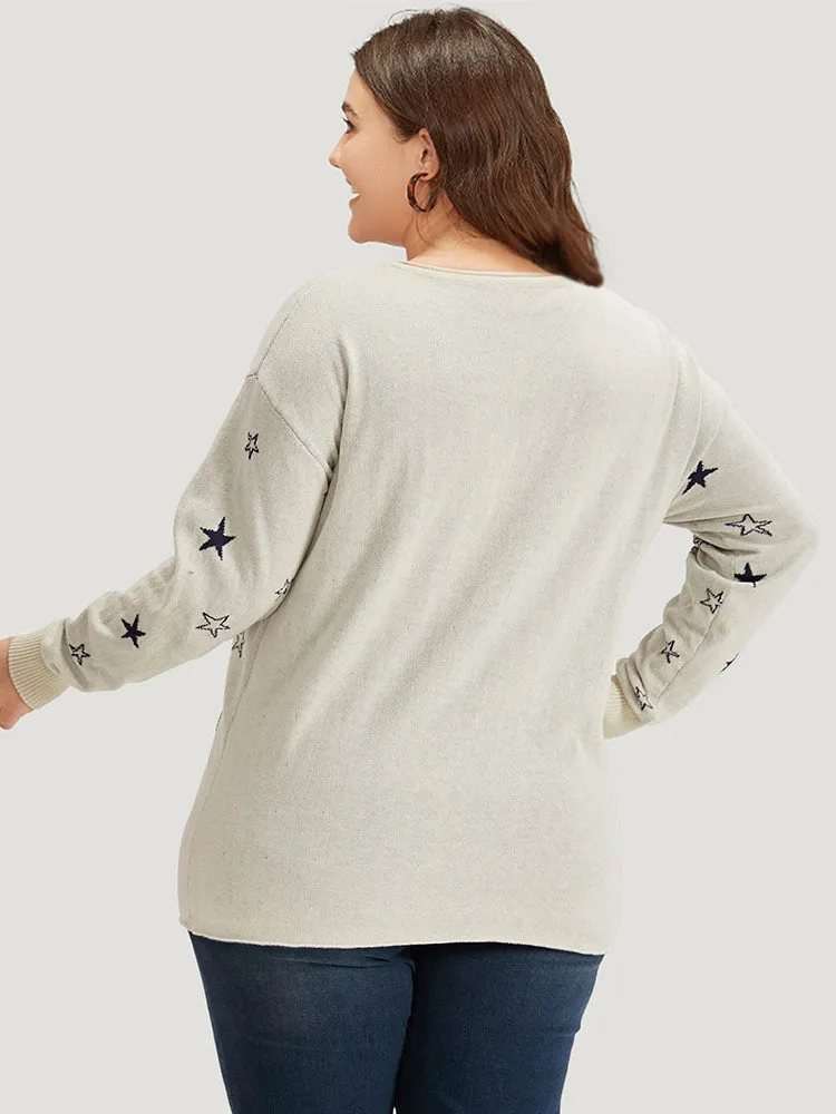 Star Print Tie Neck Elastic Cuffs Pullover sold by Bloomchic product image thumbnail 2