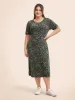 Round Neck Leopard Print Midi Dress sold by Bloomchic