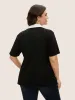 Stretchy Woven Shirt Collar Contrast Blouse sold by Bloomchic