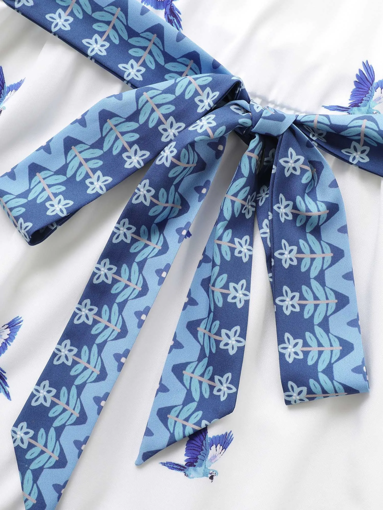 V Neck Tropical Print Ruffle Sleeve Maxi Dress sold by Bloomchic product image thumbnail 5